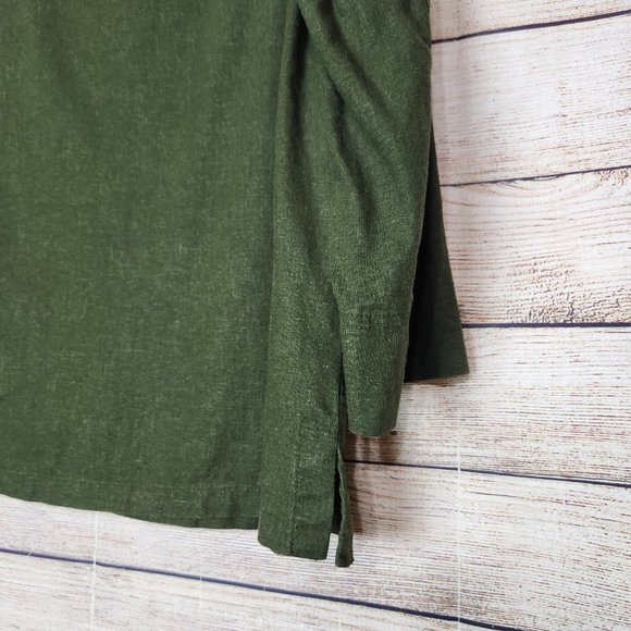 Norton McNaughton Button Up Shirt Women's Size 12 Green 3/4 Sleeve Linen Blend - Picture 11 of 13